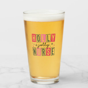 Holly Jolly Nurse Christmas Xmas Nursing Life  Glass