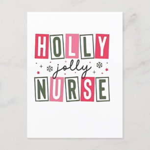 Holly Jolly Nurse Christmas Xmas Nursing Life Holiday Postcard