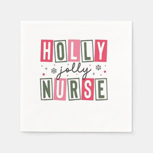 Holly Jolly Nurse Christmas Xmas Nursing Life  Napkin