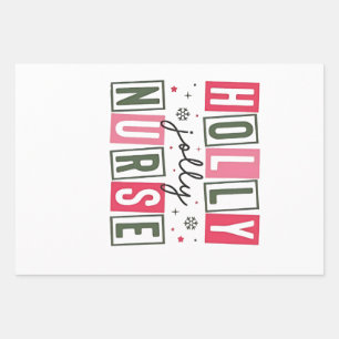 Holly Jolly Nurse Christmas Xmas Nursing Life  Wrapping Paper Sheet