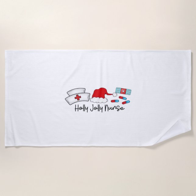 Holly Jolly Nurse, Halloween Classic T-Shirt Beach Towel (Front)