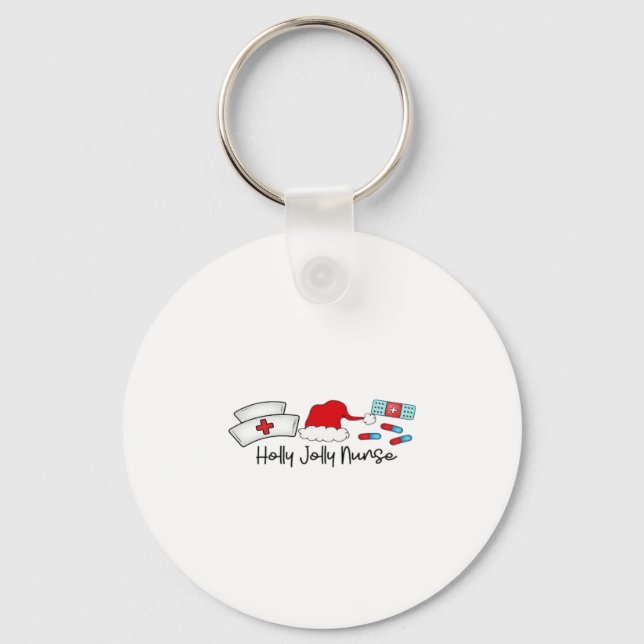 Holly Jolly Nurse, Halloween Classic T-Shirt Keychain (Front)