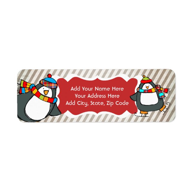 Holly Jolly Patinage Penguins Retourner l'adresse  (Devant)