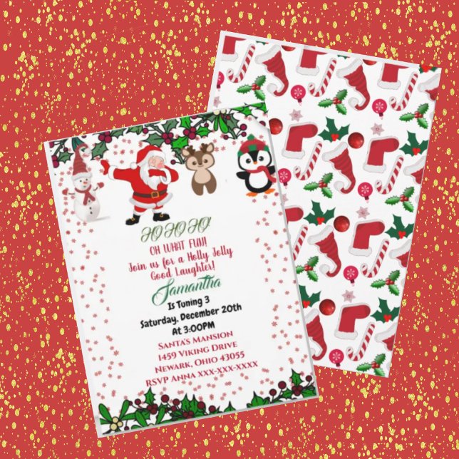 Holly Jolly Père Noël Snowman Xmas Invitation Anni (Créateur téléchargé)