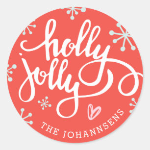 Holly Jolly Personalized Holiday Stickers