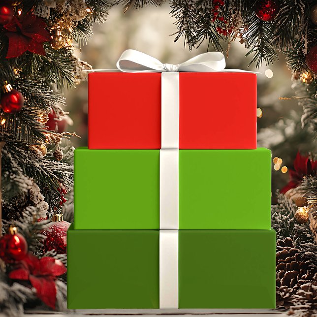 Holly Jolly Red and Green Holiday Solids Wrapping Paper Sheet (Creator Uploaded)