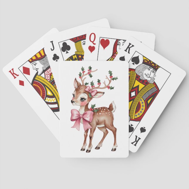 Holly Jolly Reindeer Playing Cards (Back)