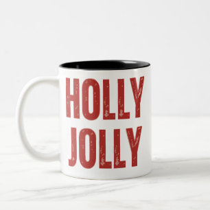 Holly Jolly Retro Family Christmas Matching Two-Tone Coffee Mug
