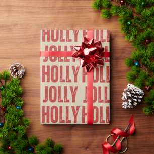 Holly Jolly Retro Family Christmas Matching  Wrapping Paper