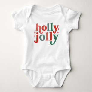 Holly Jolly - Retro Holiday Typography Baby Bodysuit