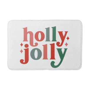 Holly Jolly - Retro Holiday Typography Bath Mat