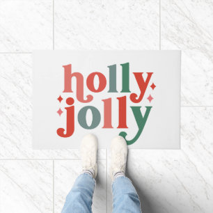 Holly Jolly - Retro Holiday Typography Doormat