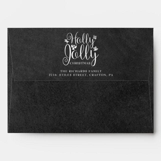 Holly Jolly Return Address Chalkboard Holidays Envelope (Back (Top Flap))