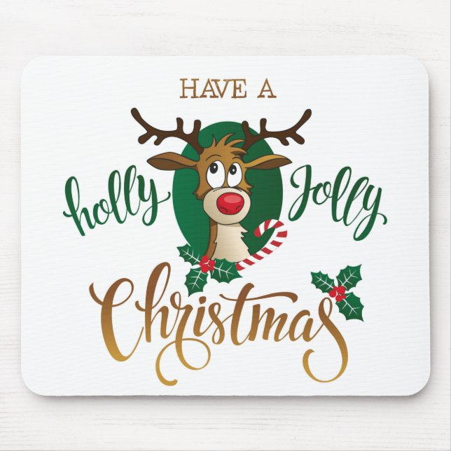 Holly Jolly Rudolph Mouse Pad (Front)