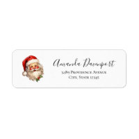 Holly Jolly Santa Claus Retro Christmas Address