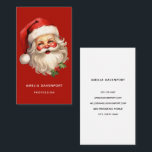 Holly Jolly Santa Claus Retro Christmas Business Card<br><div class="desc">Business card with a joyful illustration of a vintage style Santa Claus with red rosy cheeks. Wearing his classic red Santa hat and his big white beard. A sprig of holly adds to the festive holiday spirit of this design.</div>
