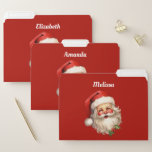 Holly Jolly Santa Claus Retro Christmas File Folder<br><div class="desc">Folder trio with a joyful illustration of a vintage style Santa Claus with red rosy cheeks. wearing his classic red Santa hat and his big white bear. A sprig of holly adds to the festive holiday spirit of this design.</div>