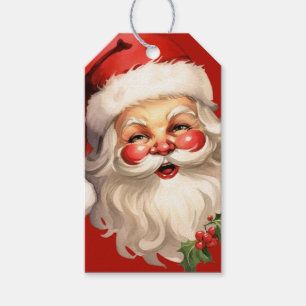 Holly Jolly Santa Claus Retro Christmas Gift Tags