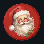Holly Jolly Santa Claus Retro Christmas Magnet<br><div class="desc">Magnet with a joyful illustration of a vintage style Santa Claus with red rosy cheeks. Wearing his classic red Santa hat and his big white beard. A sprig of holly adds to the festive holiday spirit of this design.</div>