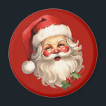 Holly Jolly Santa Claus Retro Christmas Magnet<br><div class="desc">Magnet with a joyful illustration of a vintage style Santa Claus with red rosy cheeks. Wearing his classic red Santa hat and his big white beard. A sprig of holly adds to the festive holiday spirit of this design.</div>