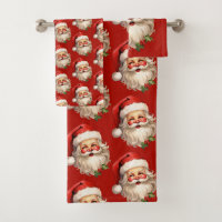 Holly Jolly Santa Claus Retro Christmas Pattern