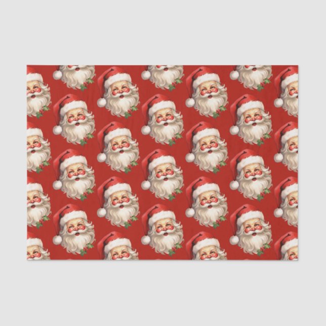 Holly Jolly Santa Claus Retro Christmas Pattern Tissue Paper (Front)