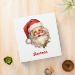 Holly Jolly Santa Claus Retro Style Christmas Binder<br><div class="desc">A binder with a joyful illustration of a vintage style Santa Claus with red rosy cheeks. wearing his classic red Santa hat and his big white bear. A sprig of holly adds to the festive holiday spirit of this design.</div>