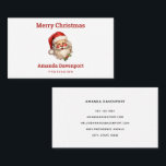 Holly Jolly Santa Claus Retro Style Christmas Business Card<br><div class="desc">Business cards with a joyful illustration of a vintage style Santa Claus with red rosy cheeks. wearing his classic red Santa hat and his big white bear. A sprig of holly adds to the festive holiday spirit of this design.</div>