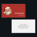 Holly Jolly Santa Claus Retro Style Christmas Business Card<br><div class="desc">Business cards with a joyful illustration of a vintage style Santa Claus with red rosy cheeks. wearing his classic red Santa hat and his big white bear. A sprig of holly adds to the festive holiday spirit of this design.</div>