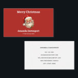 Holly Jolly Santa Claus Retro Style Christmas Business Card<br><div class="desc">Business cards with a joyful illustration of a vintage style Santa Claus with red rosy cheeks. wearing his classic red Santa hat and his big white bear. A sprig of holly adds to the festive holiday spirit of this design.</div>