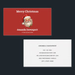 Holly Jolly Santa Claus Retro Style Christmas Business Card<br><div class="desc">Business cards with a joyful illustration of a vintage style Santa Claus with red rosy cheeks. wearing his classic red Santa hat and his big white bear. A sprig of holly adds to the festive holiday spirit of this design.</div>