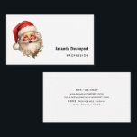Holly Jolly Santa Claus Retro Style Christmas Business Card<br><div class="desc">Business cards with a joyful illustration of a vintage style Santa Claus with red rosy cheeks. wearing his classic red Santa hat and his big white bear. A sprig of holly adds to the festive holiday spirit of this design.</div>