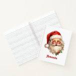 Holly Jolly Santa Claus Retro Style Christmas Notebook<br><div class="desc">Spiral notebook with a joyful illustration of a vintage style Santa Claus with red rosy cheeks. wearing his classic red Santa hat and his big white bear. A sprig of holly adds to the festive holiday spirit of this design.</div>