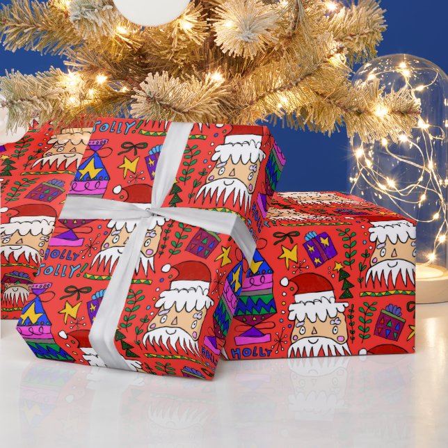 Holly Jolly Santa Wrapping Paper (Holidays)