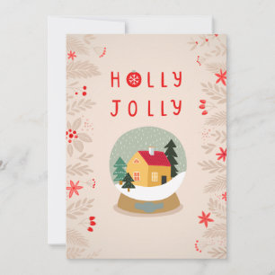 Holly Jolly Snow Globe - A Cozy Holiday Delight Card