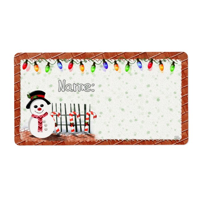 Holly Jolly Snowman  PARTY NAME TAGS (Front)