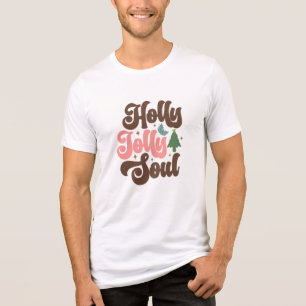 Holly Jolly Soul Retro Groovy Christmas Holidays Tri-Blend Shirt