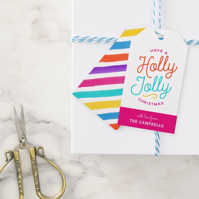 Holly Jolly Stripes Christmas Gift Tags (Creator Uploaded)