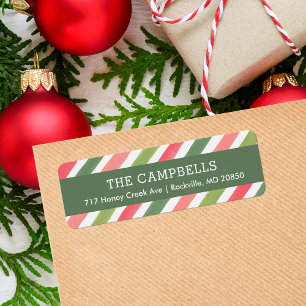 Holly Jolly Stripes Holiday Return Address