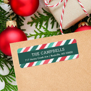 Holly Jolly Stripes Holiday Return Address