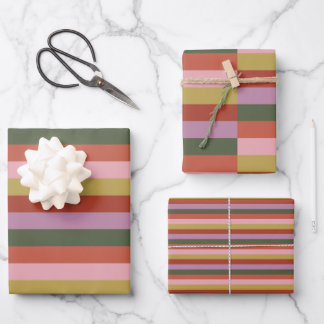 Holly Jolly Stripes Wrapping Paper Sheet