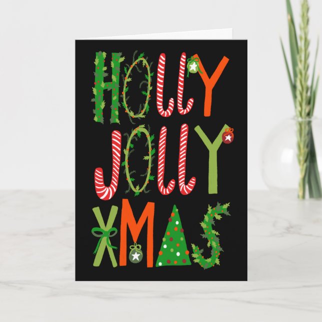 HOLLY JOLLY Sweet Holiday Xmas Christmas Card (Front)