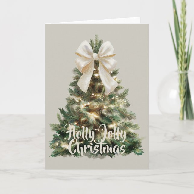 Holly Jolly Tree-Themed Christmas Holiday Card (Front)