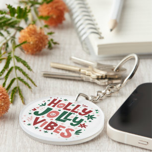 Holly Jolly Vibes Acrylic Keychain