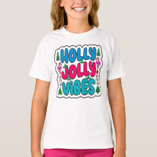 Holly Jolly Vibes Christmas, Kids Holiday T-Shirt