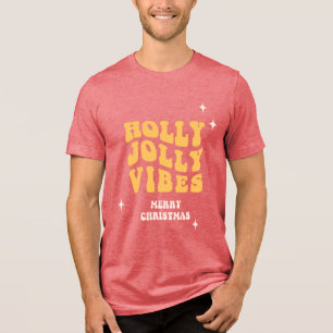 Holly Jolly Vibes - Merry Christmas Tri-Blend Shirt