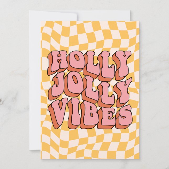 Holly Jolly Vibes - Retro Holiday Cheer Card (Front)