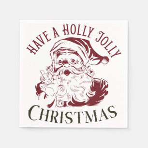 Holly Jolly Vintage Christmas Napkin