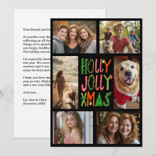 HOLLY JOLLY XMAS Hand-Drawn CUSTOM 6 PHOTO Holiday Card