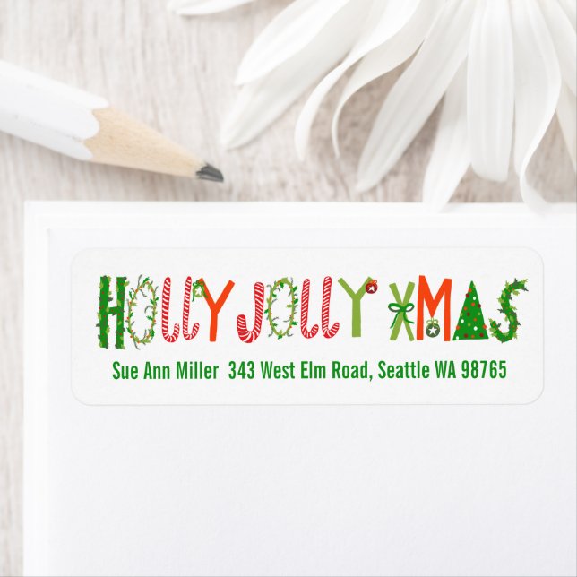 HOLLY JOLLY XMAS Holiday Christmas CUSTOM address (En situation)
